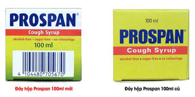 So sánh đáy hộp thuốc ho Prospan mới và cũ